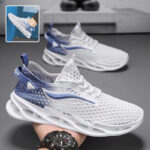 Men's Mesh Running Sneakers – Breathable Lace-Up Low-Top Sports Shoes White, Black, Blue - Image 7