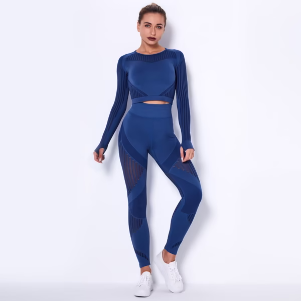 Seamless Knitted Absorbent Long-Sleeved Suit Yoga Wearsuit - Image 4