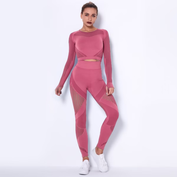 Seamless Knitted Absorbent Long-Sleeved Suit Yoga Wearsuit - Image 3