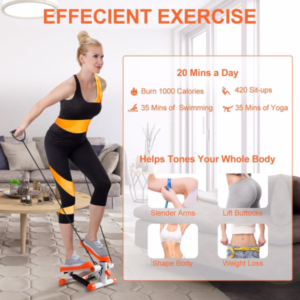 Step Machines, With Adjustable Resistance Bands Home Exercise Fitness Mountaineering Multi-Function Stair Stepper,Professional Cardio Training Stair Stepper - Image 6