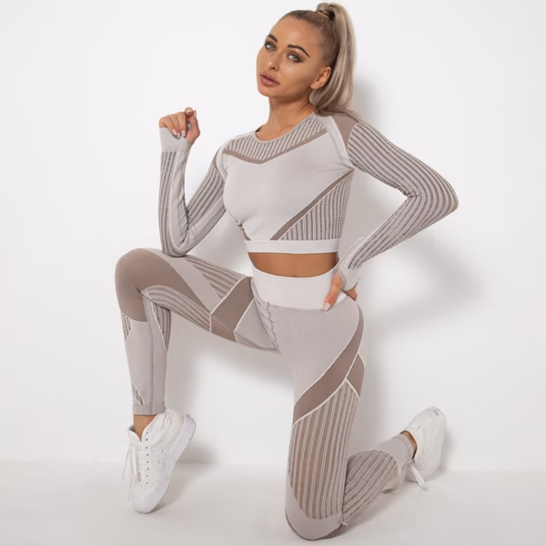 Seamless Knitted Absorbent Long-Sleeved Suit Yoga Wearsuit - Image 10
