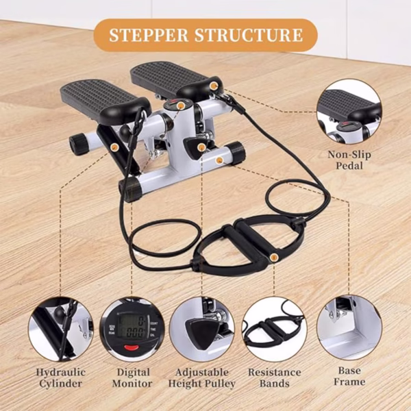 Step Machines, With Adjustable Resistance Bands Home Exercise Fitness Mountaineering Multi-Function Stair Stepper,Professional Cardio Training Stair Stepper - Image 5