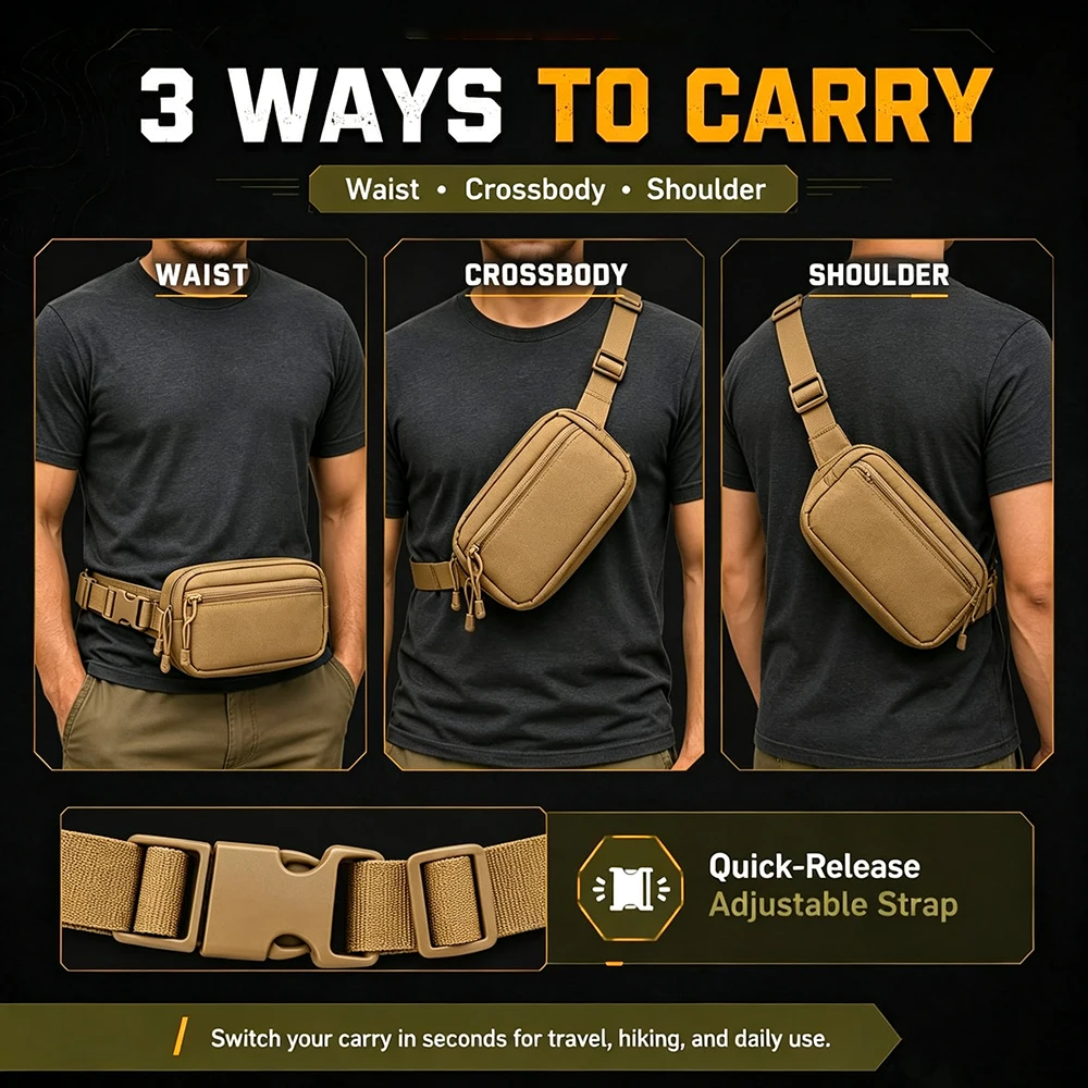 Compact Tactical Concealed Carry Fanny Pack – 1000D Nylon Hidden Pistol Waist Bag 3 Compact tactical concealed carry fanny pack – view 3