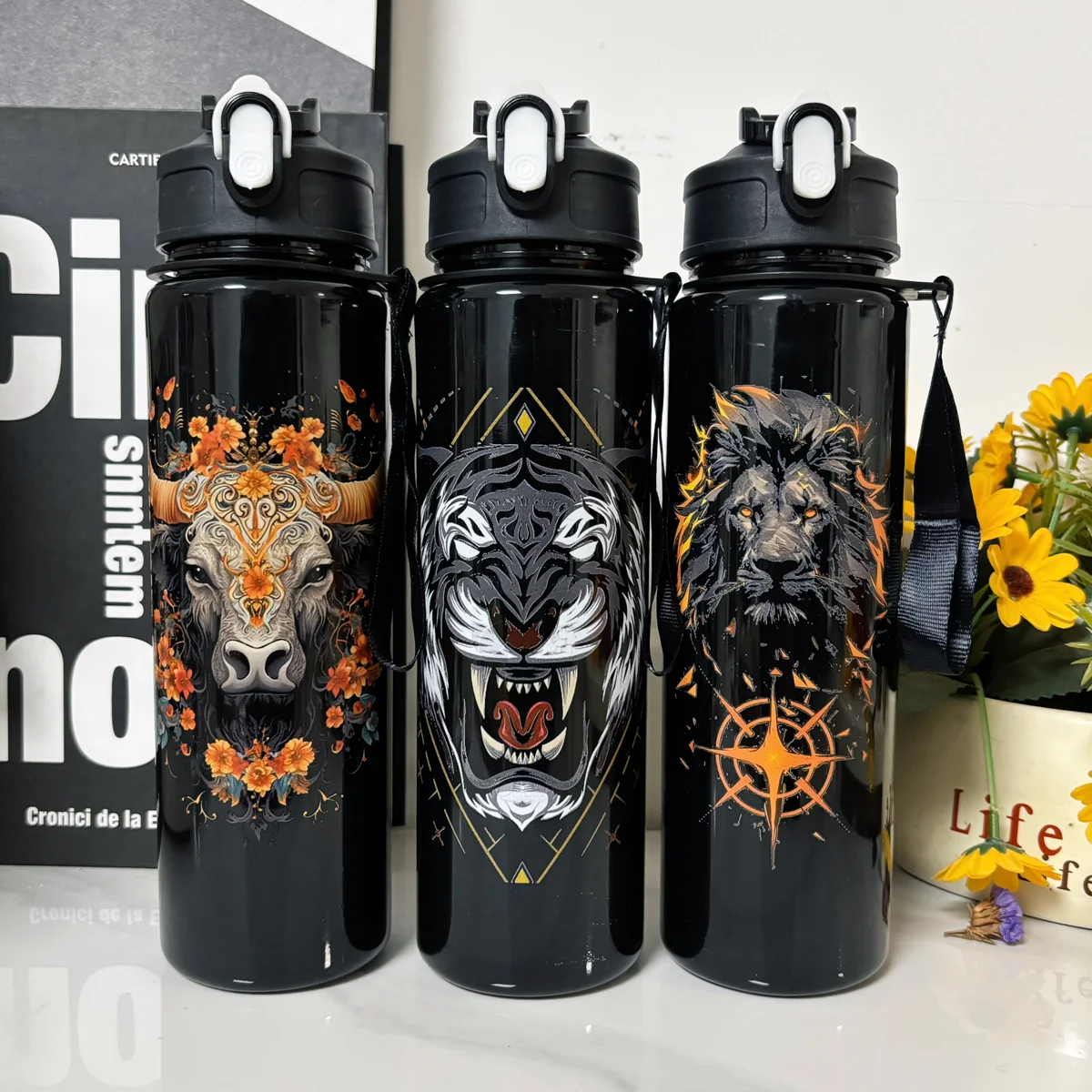 750ml Cute Animal Sports Water Bottle – Lion, Tiger & Cow Pattern 13 750ml Cute Animal Sports Water Bottle – Lion, Tiger & Cow Pattern