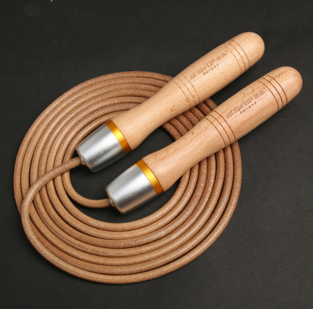 Adjustable Leather Jump Rope – 3 m Cowhide Fitness Skipping Rope, Silver 25 Adjustable fitness training skipping rope