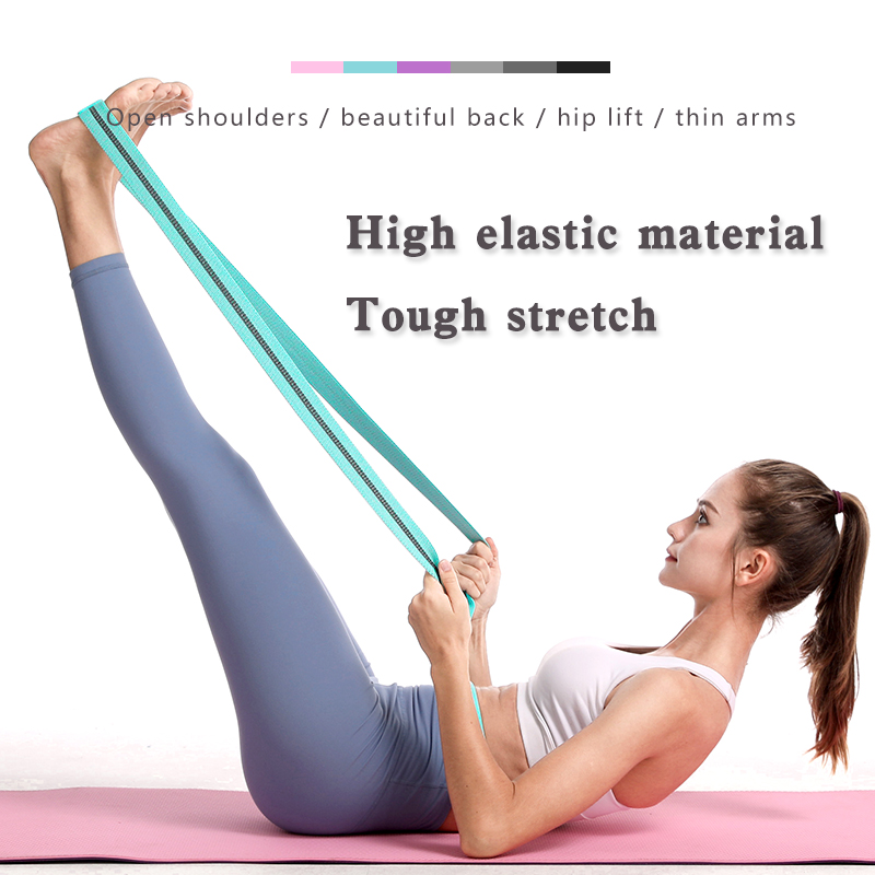 Elastic Yoga Pull Rope Set, 4 x 200 cm, Polyester-Cotton with Latex, Black Grey or Candy Colors 34 Elastic Yoga Pull Ropes