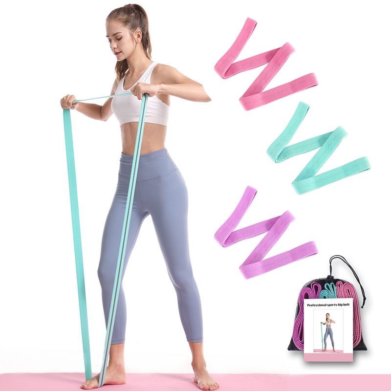 Elastic Yoga Pull Rope Set, 4 x 200 cm, Polyester-Cotton with Latex, Black Grey or Candy Colors 29 Elastic Yoga Pull Ropes
