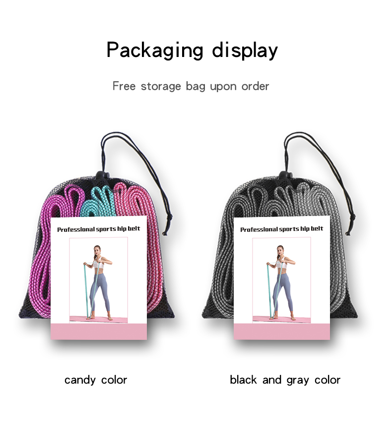 Elastic Yoga Pull Rope Set, 4 x 200 cm, Polyester-Cotton with Latex, Black Grey or Candy Colors 30 Elastic Yoga Pull Ropes