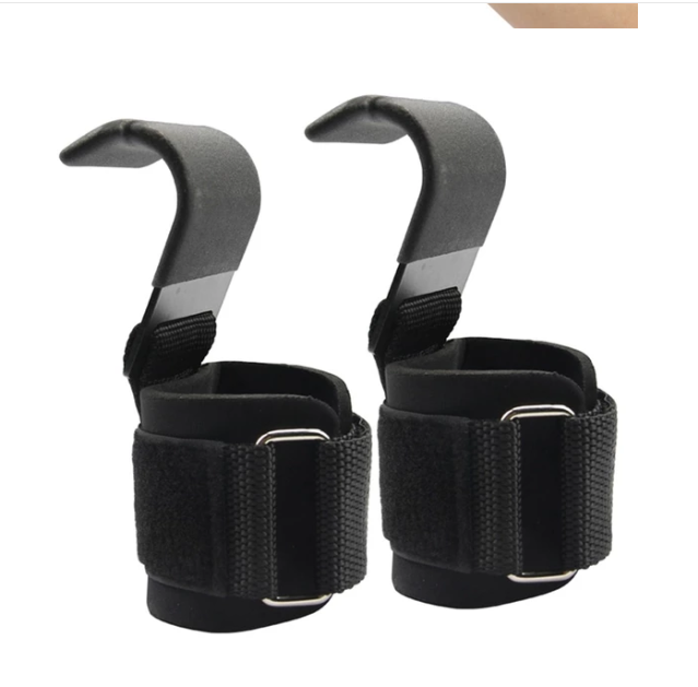 Weightlifting Wrist Hooks – Coated Steel Hook Lifting Straps with Rubber Velcro, 37.5 x 8 cm, 1 Pair 28 Fitness hook wrist guard