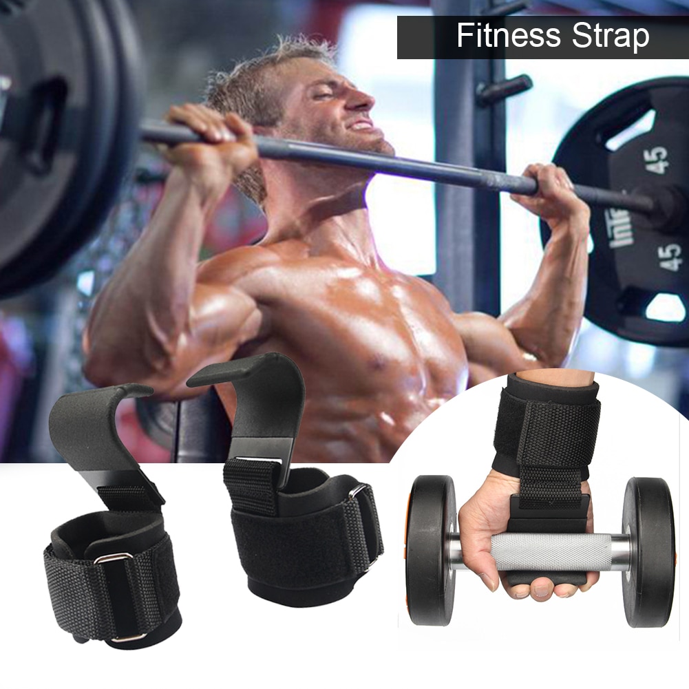 Weightlifting Wrist Hooks – Coated Steel Hook Lifting Straps with Rubber Velcro, 37.5 x 8 cm, 1 Pair 29 Fitness hook wrist guard