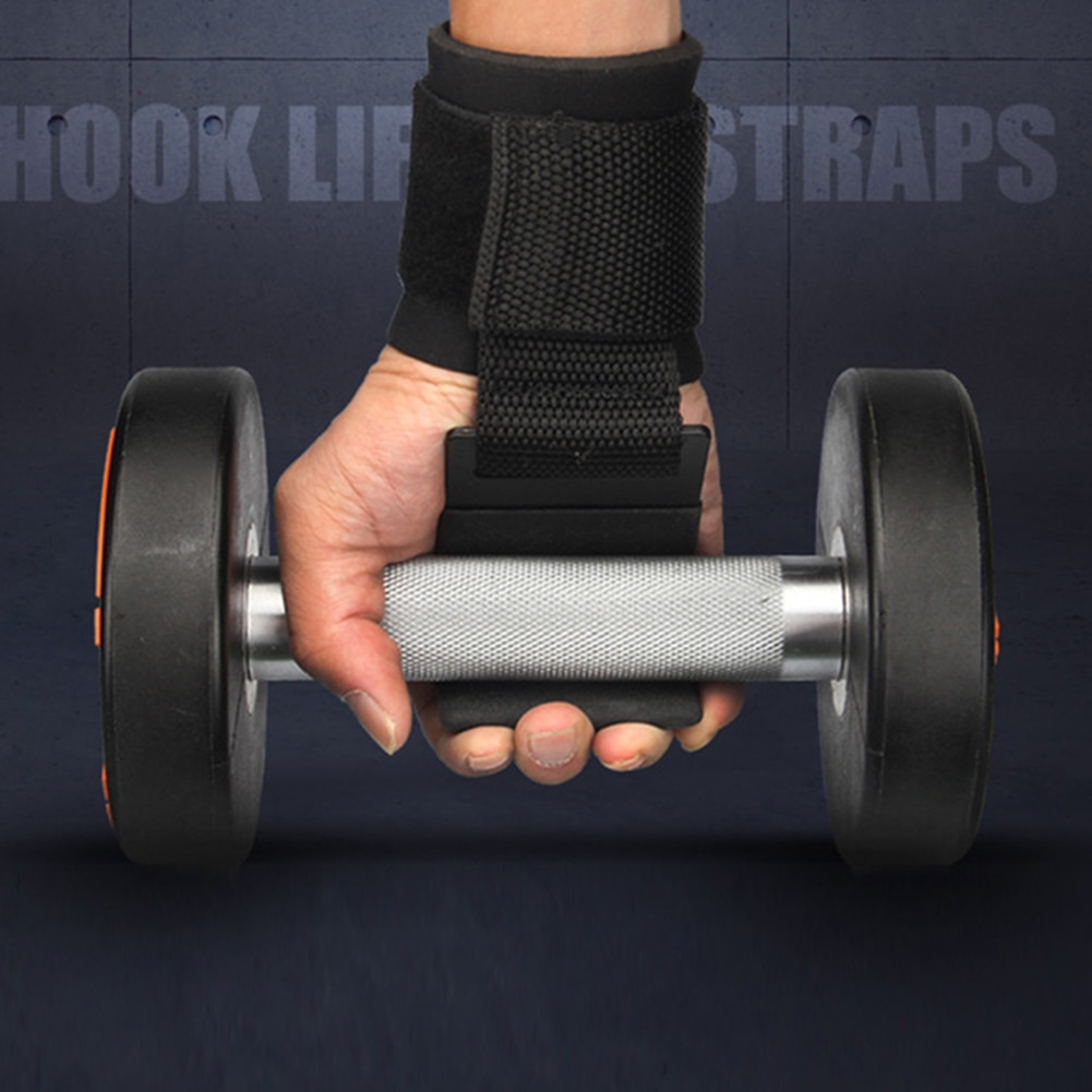 Weightlifting Wrist Hooks – Coated Steel Hook Lifting Straps with Rubber Velcro, 37.5 x 8 cm, 1 Pair 30 Fitness hook wrist guard