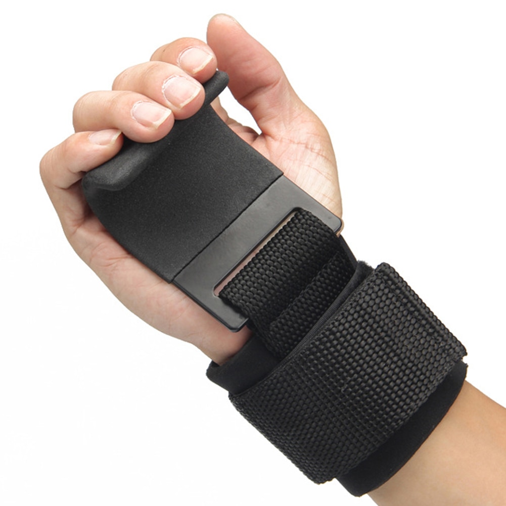 Weightlifting Wrist Hooks – Coated Steel Hook Lifting Straps with Rubber Velcro, 37.5 x 8 cm, 1 Pair 32 Fitness hook wrist guard
