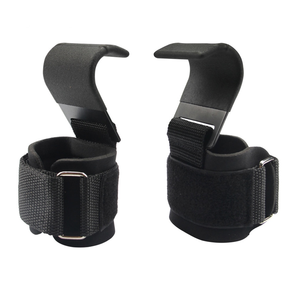 Weightlifting Wrist Hooks – Coated Steel Hook Lifting Straps with Rubber Velcro, 37.5 x 8 cm, 1 Pair 34 Fitness hook wrist guard