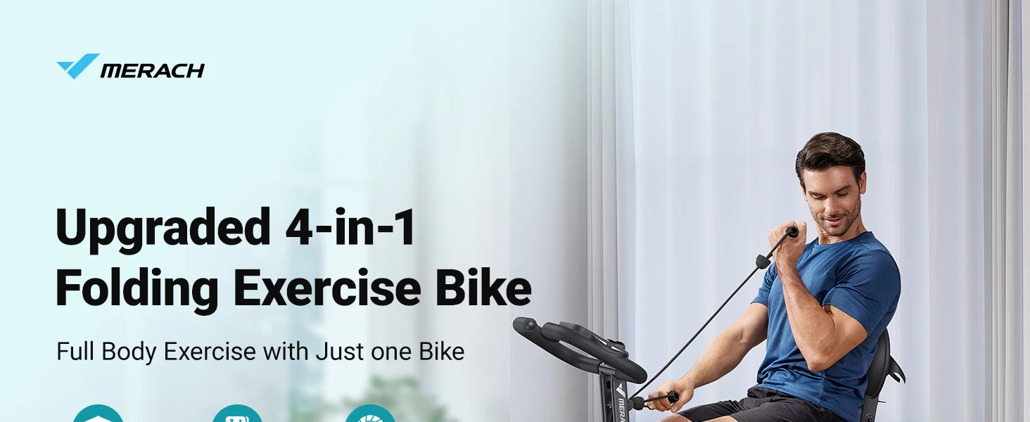 4-in-1 Folding Magnetic Exercise Bike – 16-Level Resistance, 300LB Capacity, Comfort Seat