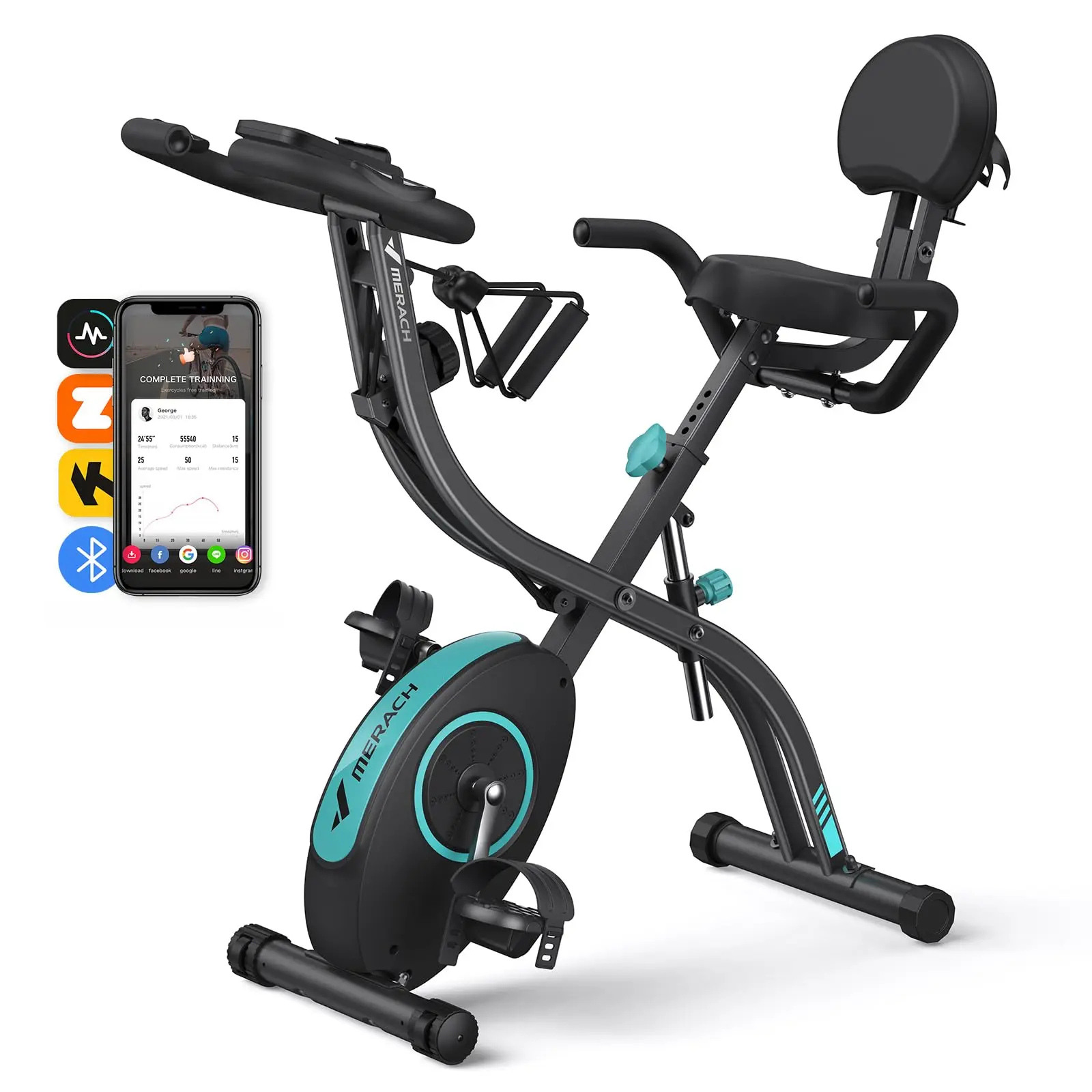 4-in-1 Folding Magnetic Exercise Bike – 16-Level Resistance, 300LB Capacity, Comfort Seat