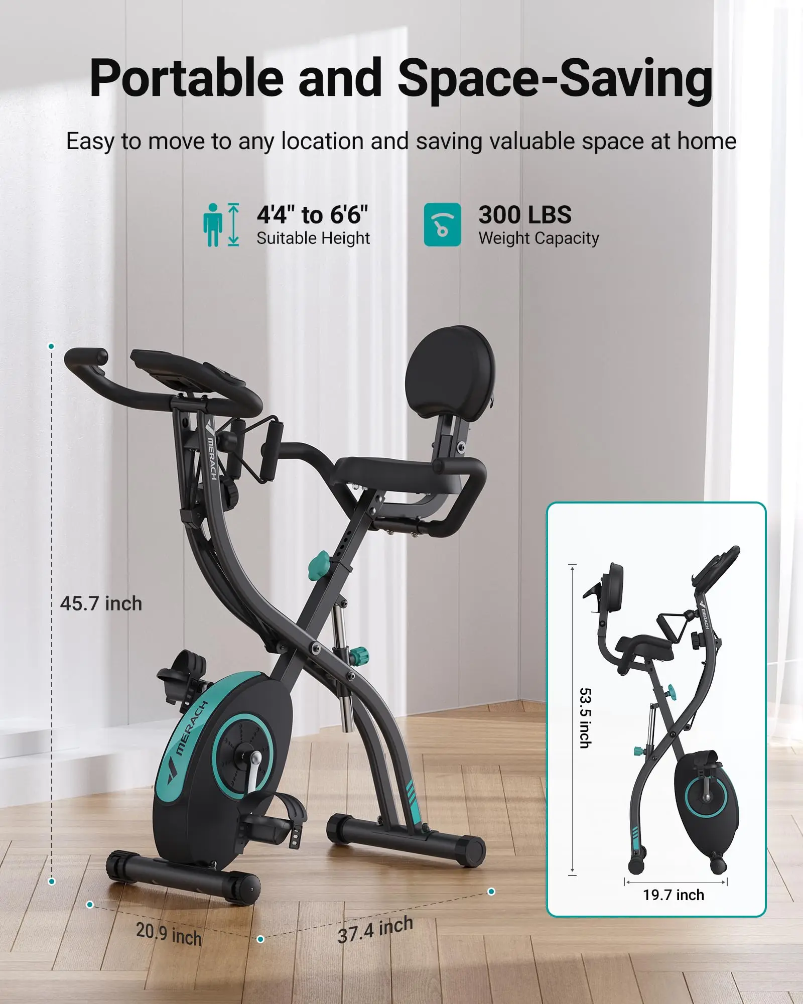 4-in-1 Folding Magnetic Exercise Bike – 16-Level Resistance, 300LB Capacity, Comfort Seat