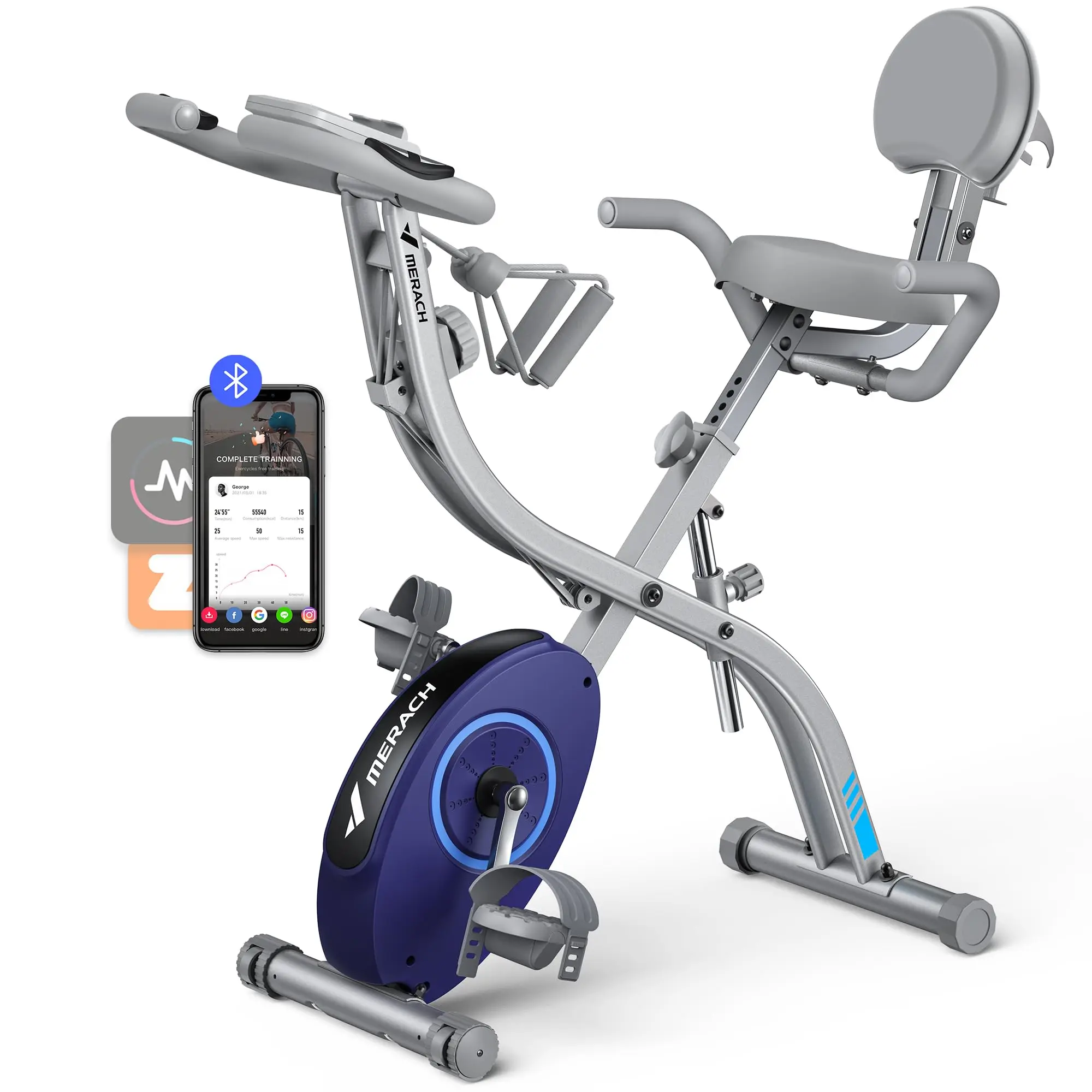 4-in-1 Folding Magnetic Exercise Bike – 16-Level Resistance, 300LB Capacity, Comfort Seat