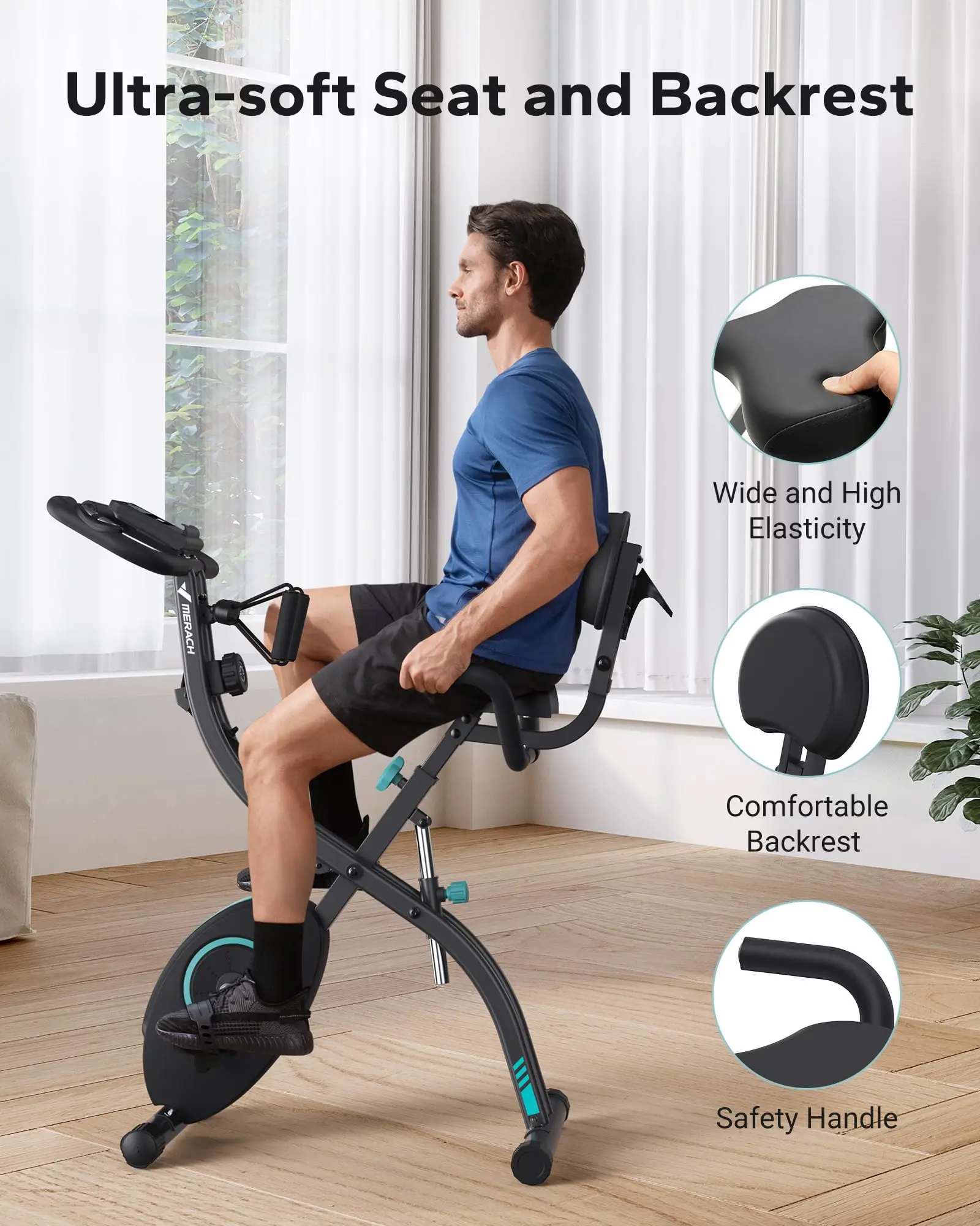 4-in-1 Folding Magnetic Exercise Bike – 16-Level Resistance, 300LB Capacity, Comfort Seat