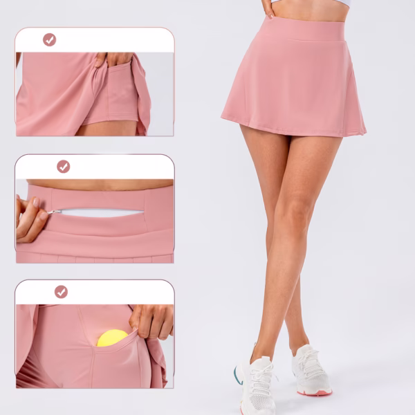 High Quality Tennis Skirt With Zipped Pocket Women Pleated Sports Skirt - Image 5