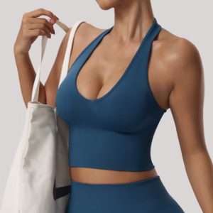 Women's Halter Cropped Top Beauty Back Yoga Bra Seamless Fitness Sports Vest - Image 4