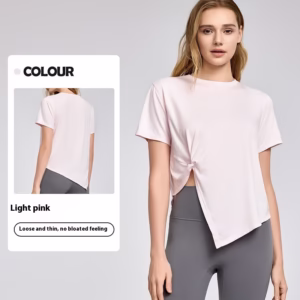 New Yoga Wear Short Sleeve Split Breathable Exercise Top - Image 6