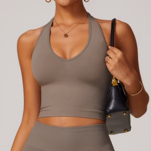Women's Halter Cropped Top Beauty Back Yoga Bra Seamless Fitness Sports Vest - Image 7