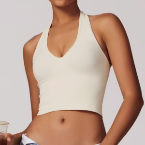 Women's Halter Cropped Top Beauty Back Yoga Bra Seamless Fitness Sports Vest - Image 8