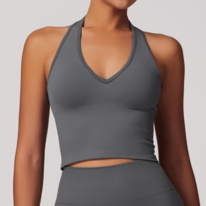 Women's Halter Cropped Top Beauty Back Yoga Bra Seamless Fitness Sports Vest - Image 5