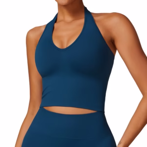 Women's Halter Cropped Top Beauty Back Yoga Bra Seamless Fitness Sports Vest - Image 3