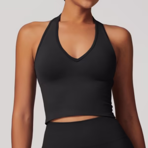 Women's Halter Cropped Top Beauty Back Yoga Bra Seamless Fitness Sports Vest - Image 6