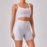 Outdoor Sports Yoga Suits Women's Spaghetti Strap Contrast Color Fitness Set Outfits - Image 5