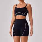 Outdoor Sports Yoga Suits Women's Spaghetti Strap Contrast Color Fitness Set Outfits - Image 2