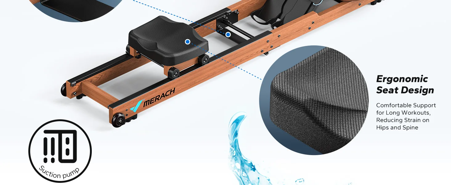 Foldable Water Rowing Machine – 400LBS Capacity with Dedicated Monitor & Comfortable Seat