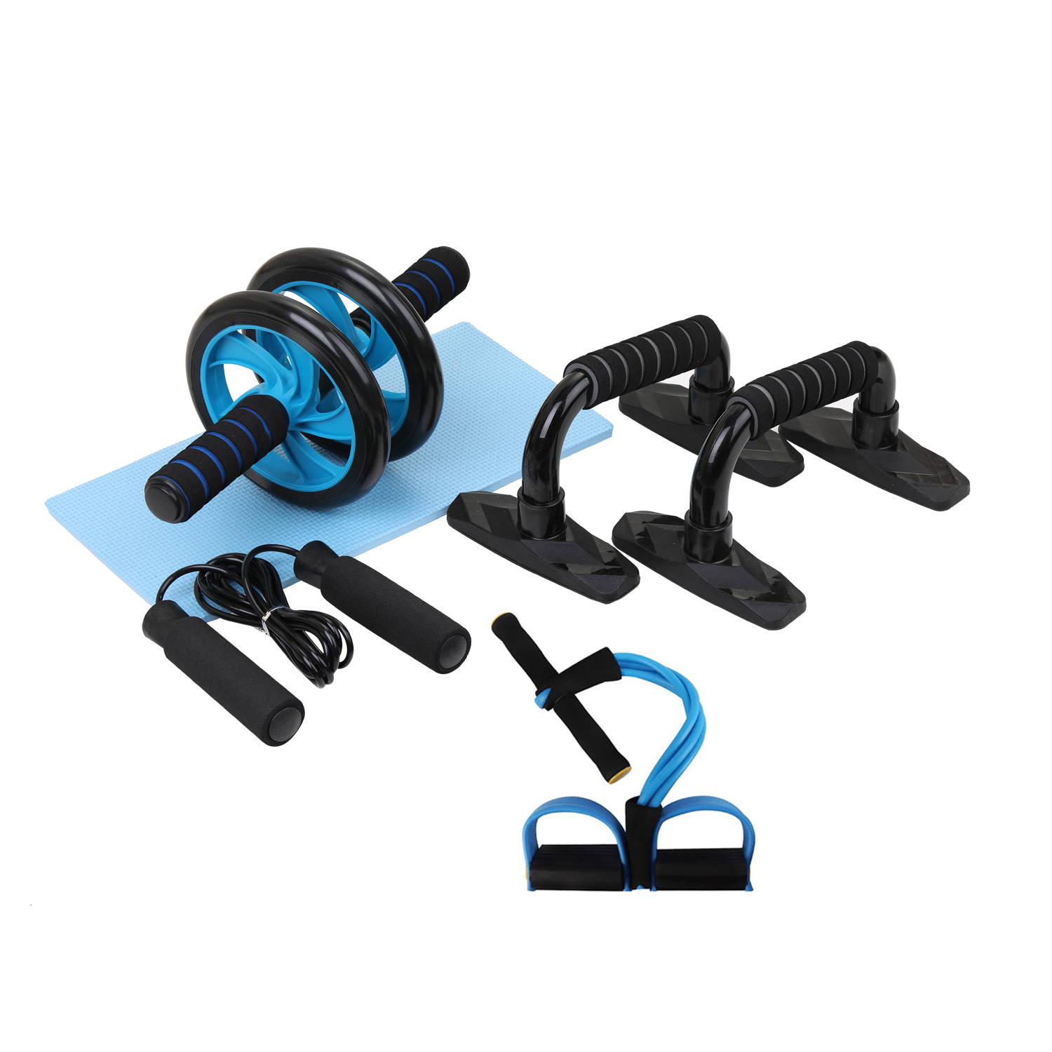 Gym Set for Home Workout - Push Ups, Roller, Jumping Rope