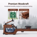 Water Rowing Machine – Solid Wood Design with Bluetooth Monitor & Upgraded Seat Cushion - Image 2