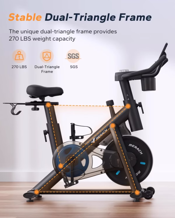 Low Noise Magnetic Stationary Exercise Bike – Indoor Cycling with Fitness App