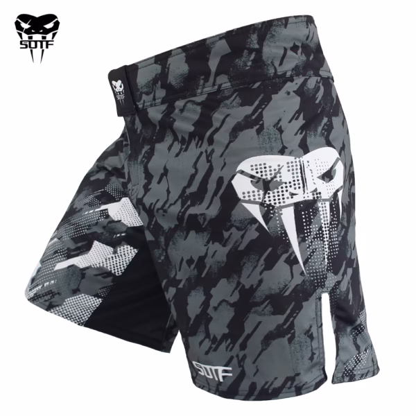 Venomous Snake Camouflage MMA Shorts – Geometric Boxing Shorts for Men & Women
