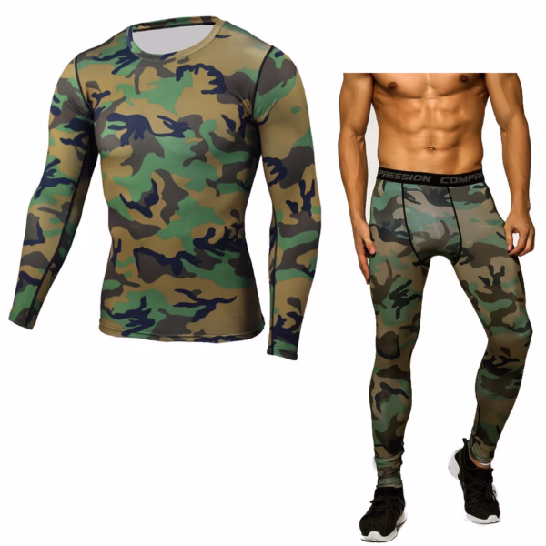 Camouflage Compression Baselayer Sports Fitness Set For Men - Image 3