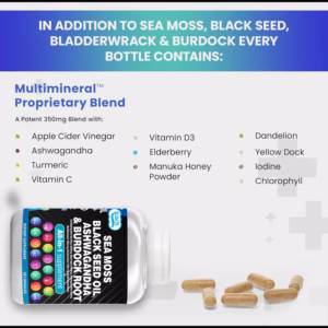 Sea Moss Fitness Burdock Multi-Mineral Vitamin Edible Supplement  Dietary, Healthcare 60 Count - Image 2