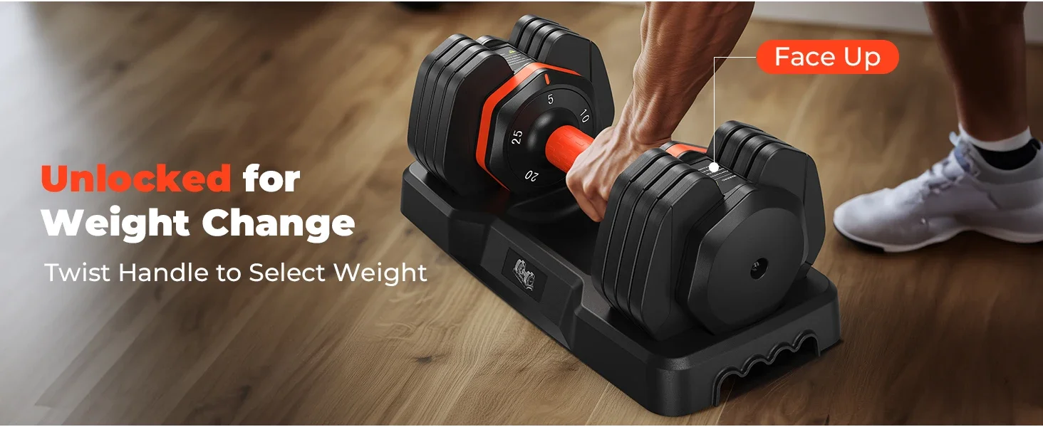 Adjustable Dumbbell Pair 50LBS Dumbbell Anti-Slip Handle