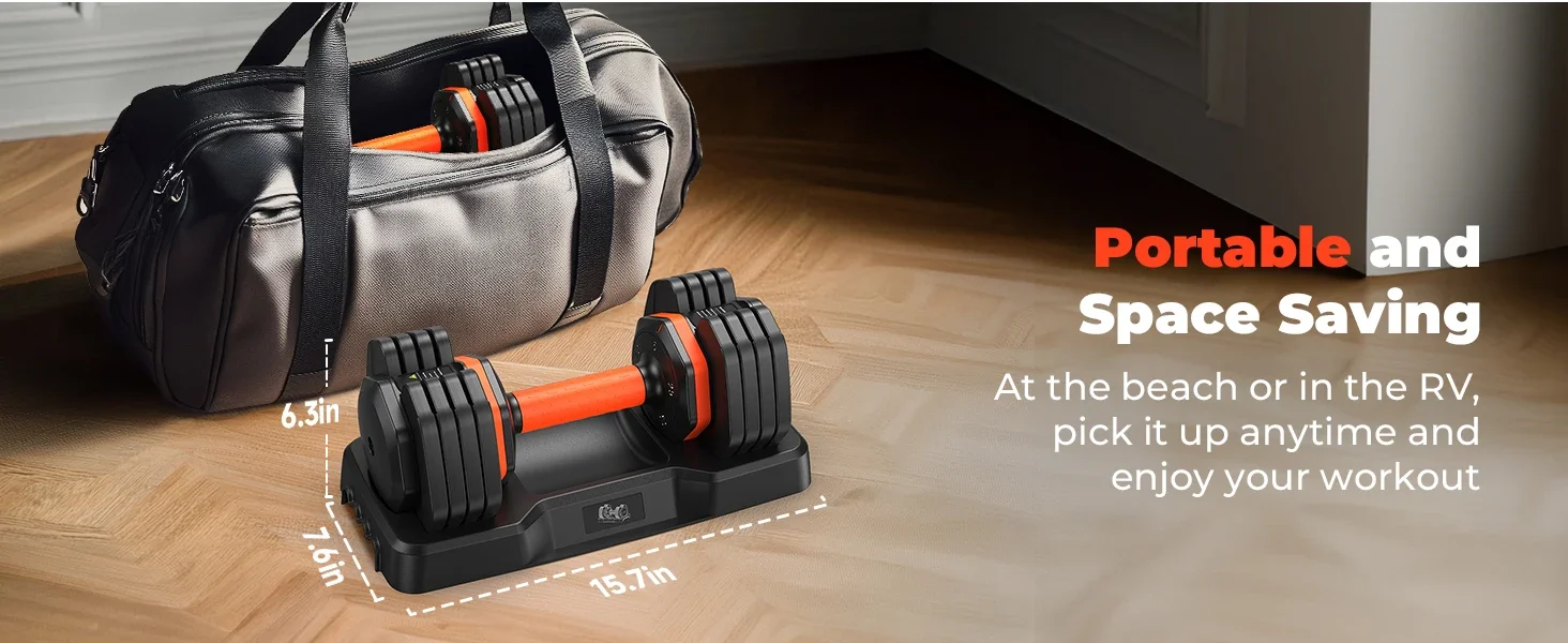 Adjustable Dumbbell Pair 50LBS Dumbbell Anti-Slip Handle