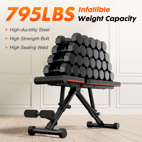 Adjustable Workout Bench For Home Gym - 795LBS Capacity Incline Decline Sit Up