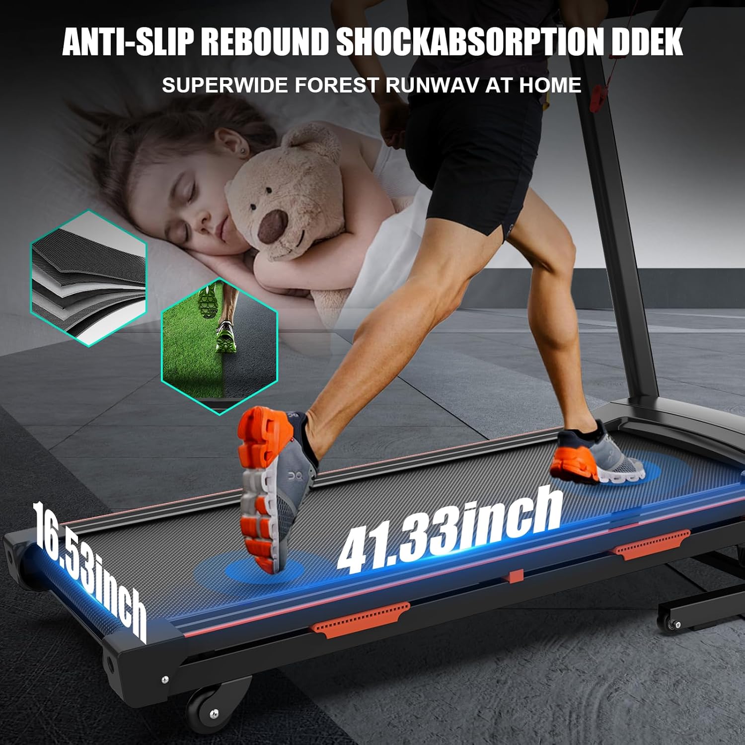 Foldable Treadmill with Automatic Incline, Remote & Bluetooth