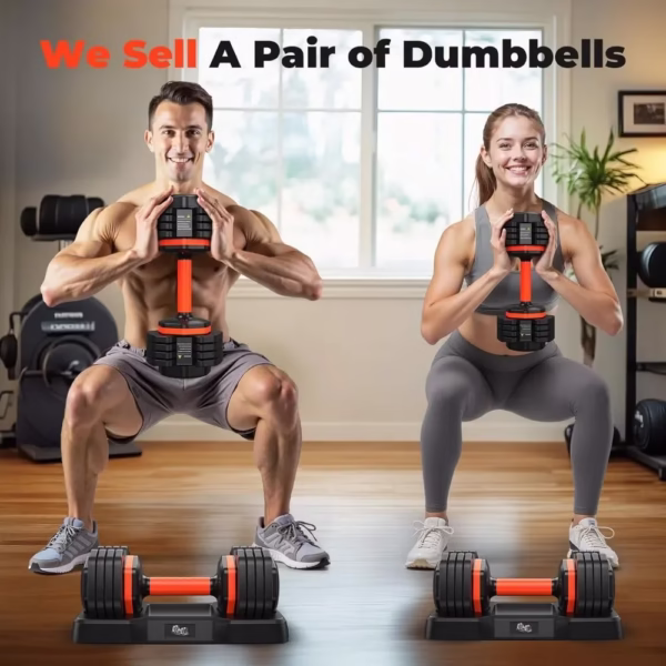 Adjustable Dumbbell Pair 50LBS Dumbbell Anti-Slip Handle - Image 4