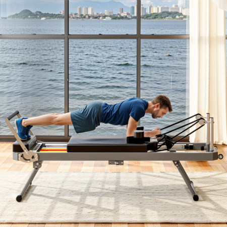 Multi-functional Pilates Home Fitness Equipment, 395lbs Capacity, With Dynamic Resistance Cords And Aerobic Re