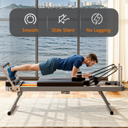 Multi-functional Pilates Home Fitness Equipment, 395lbs Capacity, With Dynamic Resistance Cords And Aerobic Re