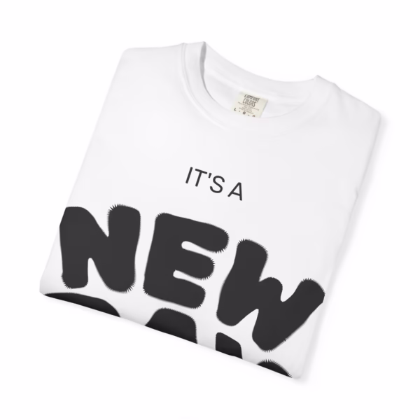 Unisex Garment-Dyed T-shirt – "It's a New Day" Graphic Tee with Retro Art - Image 3