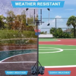 Basketball Stand, Suitable For Indoor And Outdoor Use, Adjustable From 5.6-7 Feet, 32 Inch Backboard With Wheels - Image 6