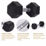 15LB 2 HDRS Rubber Coated Solid Cast Iron Dumbbells - Image 8