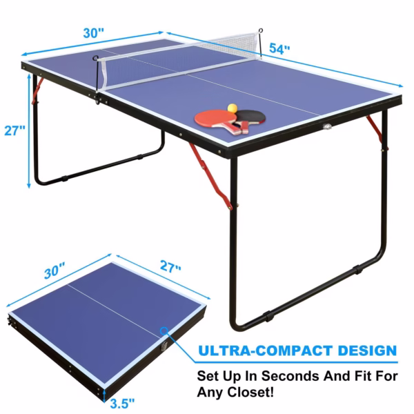 Tennis Table & Ping Pong Table Set With Net And 2 Ping Pong Paddles - Image 2